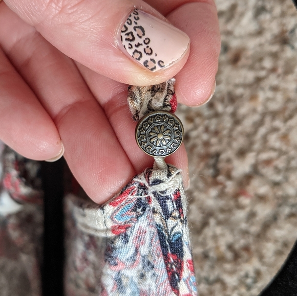 (AEO) Red White Boho Lace-up Romper Small - Picture 10 of 14